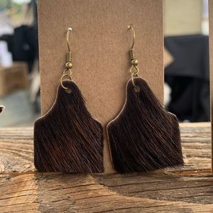 Cowhide Cow Tag Earrings!